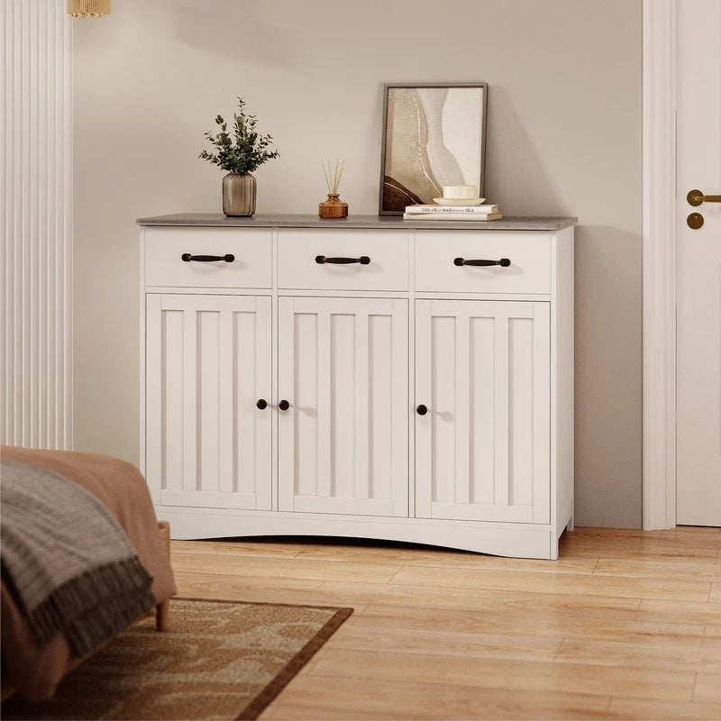 Aparador buffet rústico de 42.5", moderno mueble de cocina de madera con estante ajustable