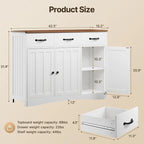 Aparador buffet rústico de 42.5", moderno mueble de cocina de madera con estante ajustable