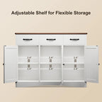 Aparador buffet rústico de 42.5", moderno mueble de cocina de madera con estante ajustable