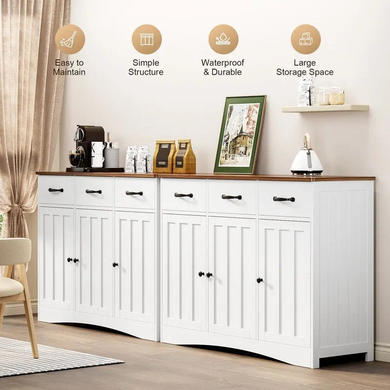 Aparador buffet rústico de 42.5", moderno mueble de cocina de madera con estante ajustable