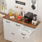 Aparador buffet rústico de 42.5", moderno mueble de cocina de madera con estante ajustable