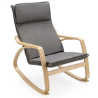 Sillón mecedora moderno de madera curvada tapizado de tela, sillón reclinable para relajarse