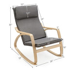 Sillón mecedora moderno de madera curvada tapizado de tela, sillón reclinable para relajarse