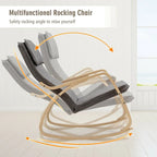 Sillón mecedora moderno de madera curvada tapizado de tela, sillón reclinable para relajarse