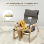 Sillón mecedora moderno de madera curvada tapizado de tela, sillón reclinable para relajarse