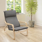 Sillón mecedora moderno de madera curvada tapizado de tela, sillón reclinable para relajarse