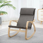 Sillón mecedora moderno de madera curvada tapizado de tela, sillón reclinable para relajarse