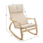 Sillón mecedora moderno de madera curvada tapizado de tela, sillón reclinable para relajarse