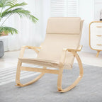 Sillón mecedora moderno de madera curvada tapizado de tela, sillón reclinable para relajarse