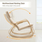 Sillón mecedora moderno de madera curvada tapizado de tela, sillón reclinable para relajarse