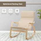 Sillón mecedora moderno de madera curvada tapizado de tela, sillón reclinable para relajarse