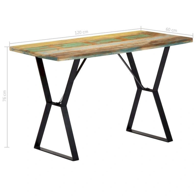 Mesa de comedor de madera maciza reciclada de 120 x 60 x 76 cm - 120 x 60 x 76 cm