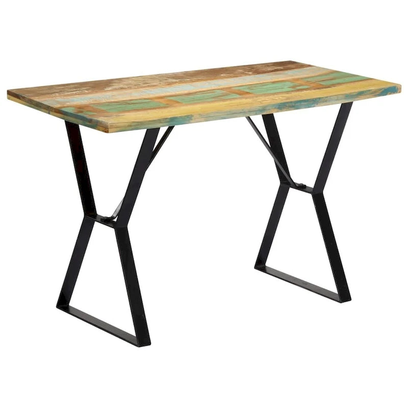 Mesa de comedor de madera maciza reciclada de 120 x 60 x 76 cm - 120 x 60 x 76 cm
