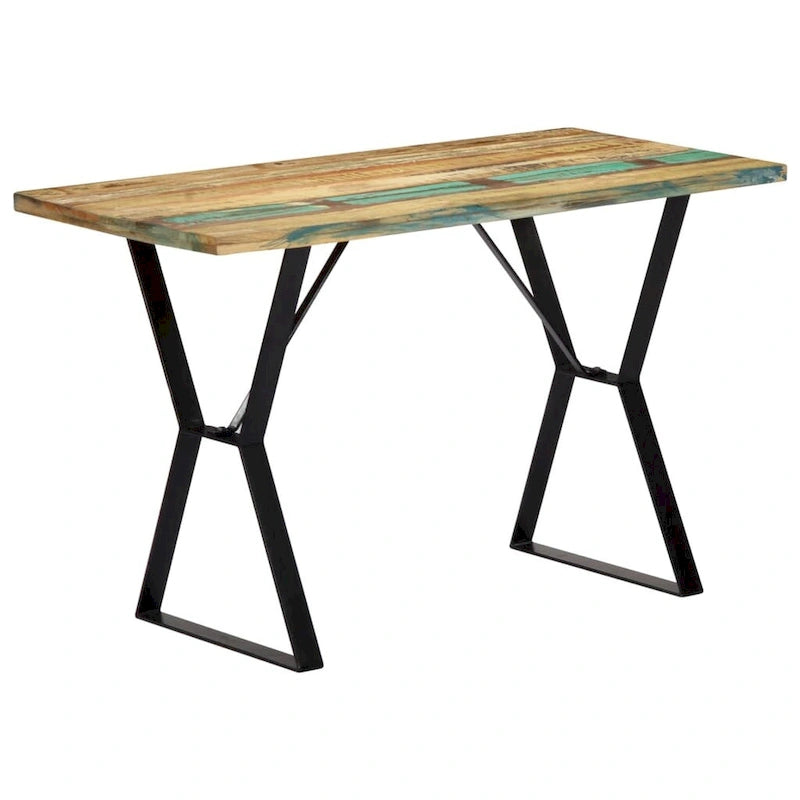 Mesa de comedor de madera maciza reciclada de 120 x 60 x 76 cm - 120 x 60 x 76 cm