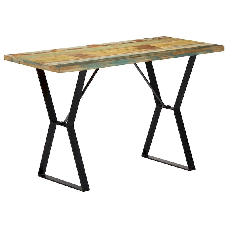 Mesa de comedor de madera maciza reciclada de 120 x 60 x 76 cm - 120 x 60 x 76 cm
