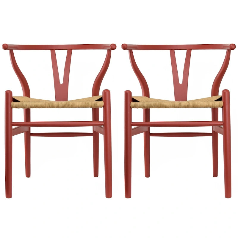 Juego de 2 sillas de comedor modernas de madera con respaldo, sillón con asiento de cáñamo para el hogar, restaurante, oficina, cocina