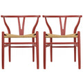 Juego de 2 sillas de comedor modernas de madera con respaldo, sillón con asiento de cáñamo para el hogar, restaurante, oficina, cocina