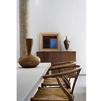 Juego de 2 sillas de comedor modernas de madera con respaldo, sillón con asiento de cáñamo para el hogar, restaurante, oficina, cocina