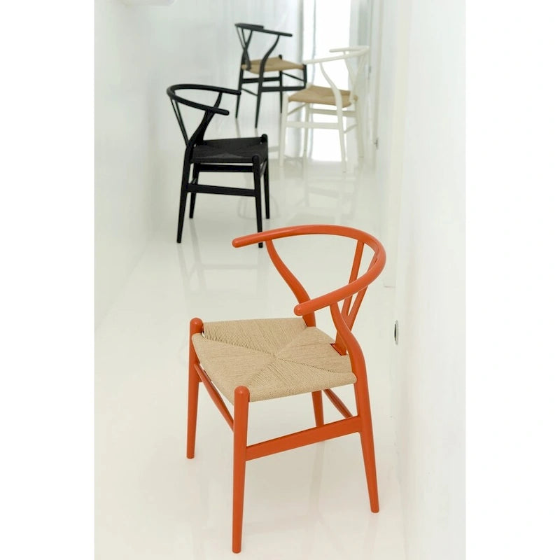 Juego de 2 sillas de comedor modernas de madera con respaldo, sillón con asiento de cáñamo para el hogar, restaurante, oficina, cocina