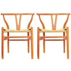 Juego de 2 sillas de comedor modernas de madera con respaldo, sillón con asiento de cáñamo para el hogar, restaurante, oficina, cocina
