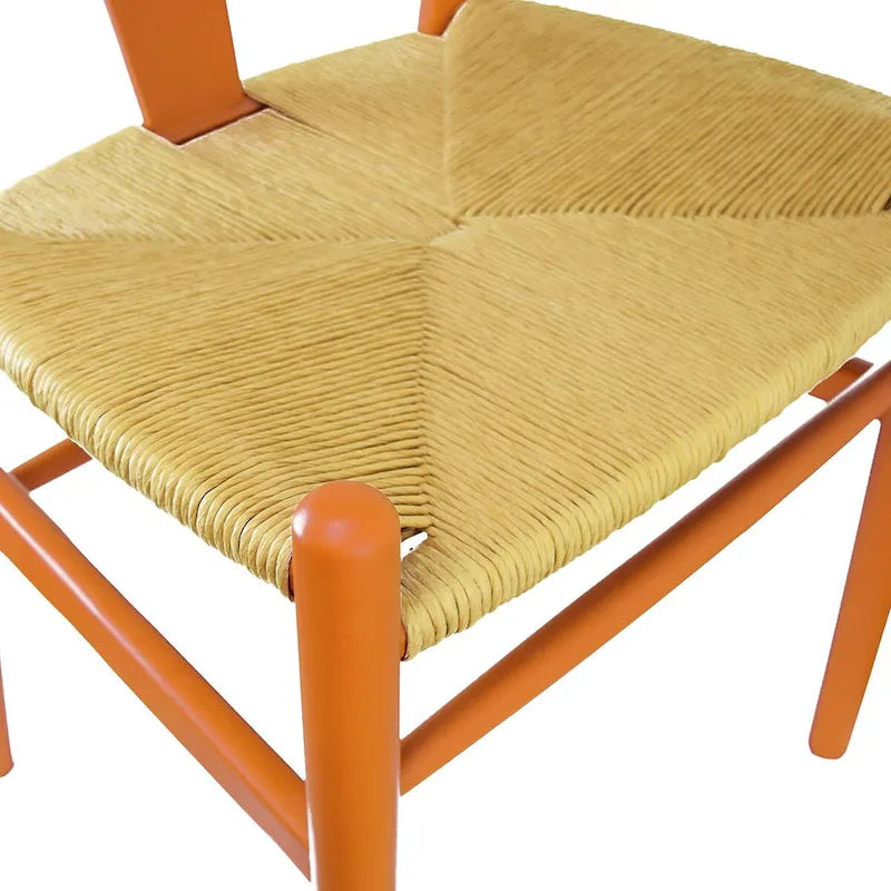 Juego de 2 sillas de comedor modernas de madera con respaldo, sillón con asiento de cáñamo para el hogar, restaurante, oficina, cocina