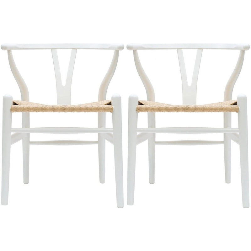Juego de 2 sillas de comedor modernas de madera con respaldo, sillón con asiento de cáñamo para el hogar, restaurante, oficina, cocina