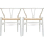 Juego de 2 sillas de comedor modernas de madera con respaldo, sillón con asiento de cáñamo para el hogar, restaurante, oficina, cocina