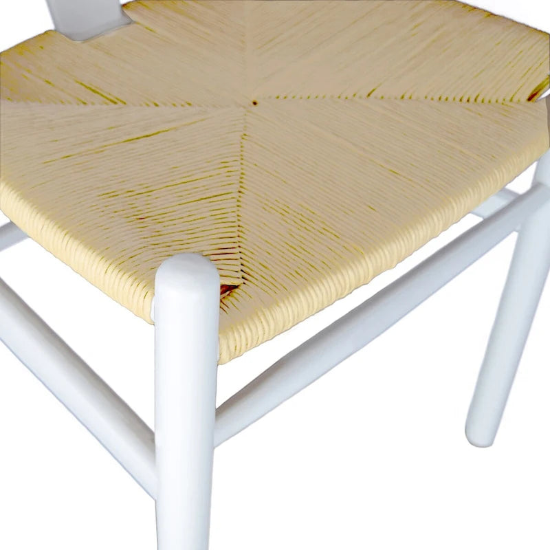 Juego de 2 sillas de comedor modernas de madera con respaldo, sillón con asiento de cáñamo para el hogar, restaurante, oficina, cocina