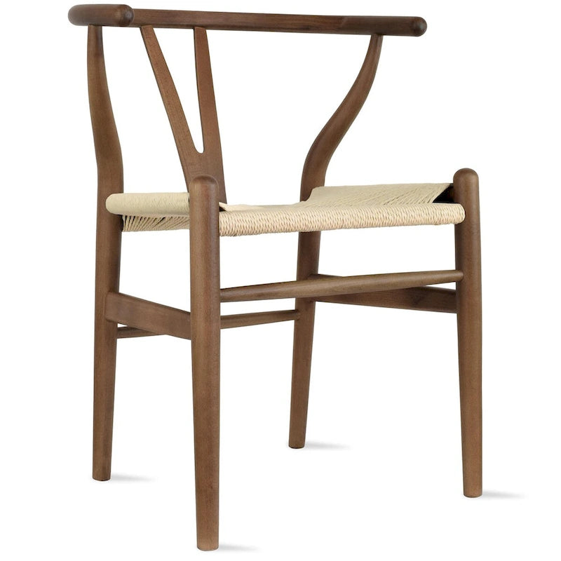 Juego de 2 sillas de comedor modernas de madera con respaldo, sillón con asiento de cáñamo para el hogar, restaurante, oficina, cocina