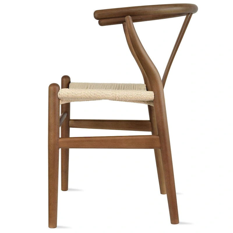 Juego de 2 sillas de comedor modernas de madera con respaldo, sillón con asiento de cáñamo para el hogar, restaurante, oficina, cocina