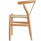 Juego de 2 sillas de comedor modernas de madera con respaldo, sillón con asiento de cáñamo para el hogar, restaurante, oficina, cocina