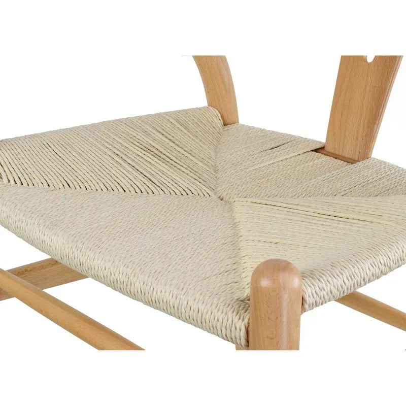 Juego de 2 sillas de comedor modernas de madera con respaldo, sillón con asiento de cáñamo para el hogar, restaurante, oficina, cocina