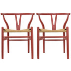 Juego de 2 sillas de comedor modernas de madera con respaldo, sillón con asiento de cáñamo para el hogar, restaurante, oficina, cocina