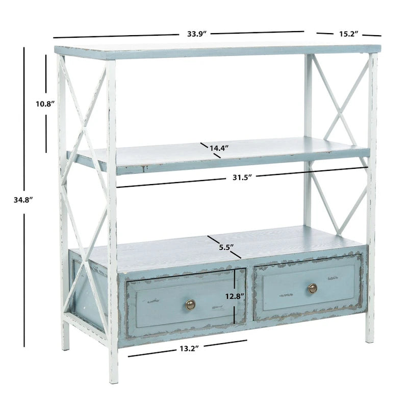Mesa consola de almacenamiento azul pálido - 33.9 x 15.2 x 34.8 - 34Anx15Profx35Al
