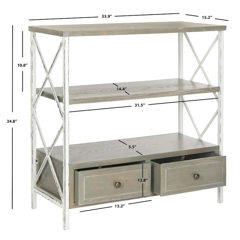 Mesa consola de almacenamiento azul pálido - 33.9 x 15.2 x 34.8 - 34Anx15Profx35Al