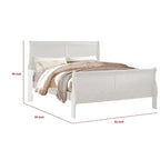 Cama trineo tamaño Queen, cabecero de estilo minimalista, madera blanca clásica