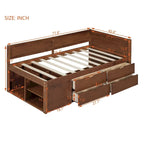 Sofá Cama Individual con Cajones y Estantes
