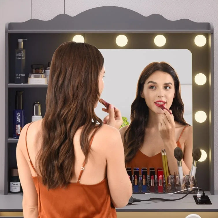 Tocador de maquillaje con 3 colores de iluminación