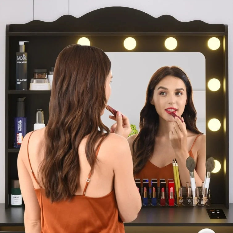 Tocador de maquillaje con 3 colores de iluminación