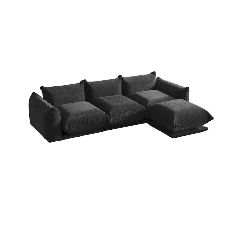 Sofá seccional en forma de L de 103", sofás modulares minimalistas de chenilla de 4 plazas con otomana/chaise reversible