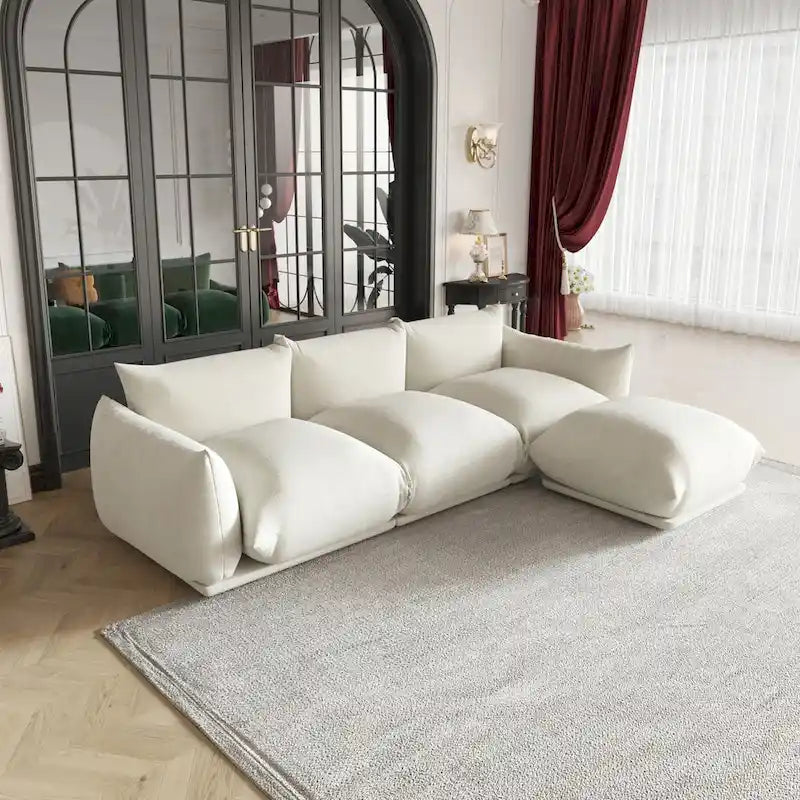 Sofá seccional en forma de L de 103", sofás modulares minimalistas de chenilla de 4 plazas con otomana/chaise reversible