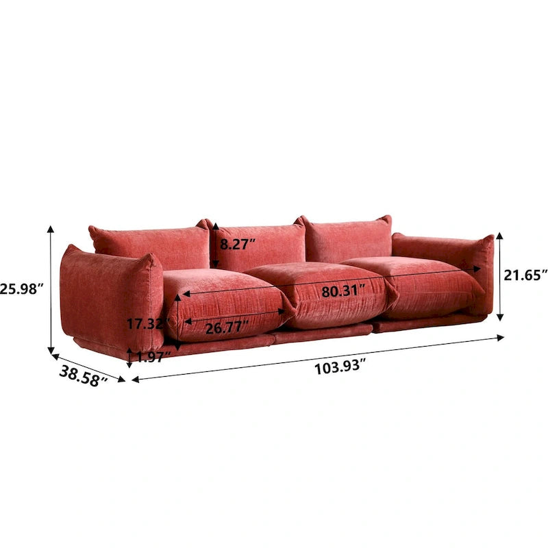 Sofá seccional en forma de L de 103", sofás modulares minimalistas de chenilla de 4 plazas con otomana/chaise reversible