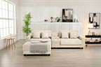 Oversized Corduroy Upholstered Sofa with a Removable Ottoman & 4 Pillows