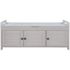 Banco de almacenamiento con 3 puertas tipo persiana, cojín extraíble y espacio de almacenamiento oculto - 43.5L x 16W x 18H
