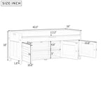 Banco de almacenamiento con 3 puertas tipo persiana, cojín extraíble y espacio de almacenamiento oculto - 43.5L x 16W x 18H