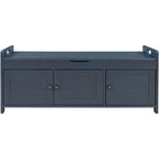 Banco de almacenamiento con 3 puertas tipo persiana, cojín extraíble y espacio de almacenamiento oculto - 43.5L x 16W x 18H