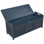 Banco de almacenamiento con 3 puertas tipo persiana, cojín extraíble y espacio de almacenamiento oculto - 43.5L x 16W x 18H