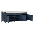 Banco de almacenamiento con 3 puertas tipo persiana, cojín extraíble y espacio de almacenamiento oculto - 43.5L x 16W x 18H