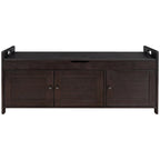 Banco de almacenamiento con 3 puertas tipo persiana, cojín extraíble y espacio de almacenamiento oculto - 43.5L x 16W x 18H