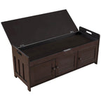 Banco de almacenamiento con 3 puertas tipo persiana, cojín extraíble y espacio de almacenamiento oculto - 43.5L x 16W x 18H
